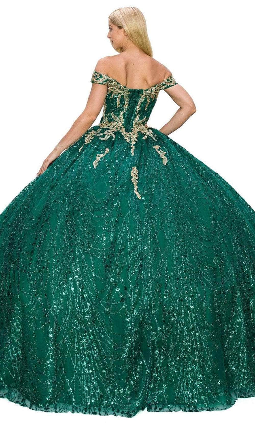 Cinderella Couture 8033J - Off Shoulder Glitter Ballgown Ball Gowns
