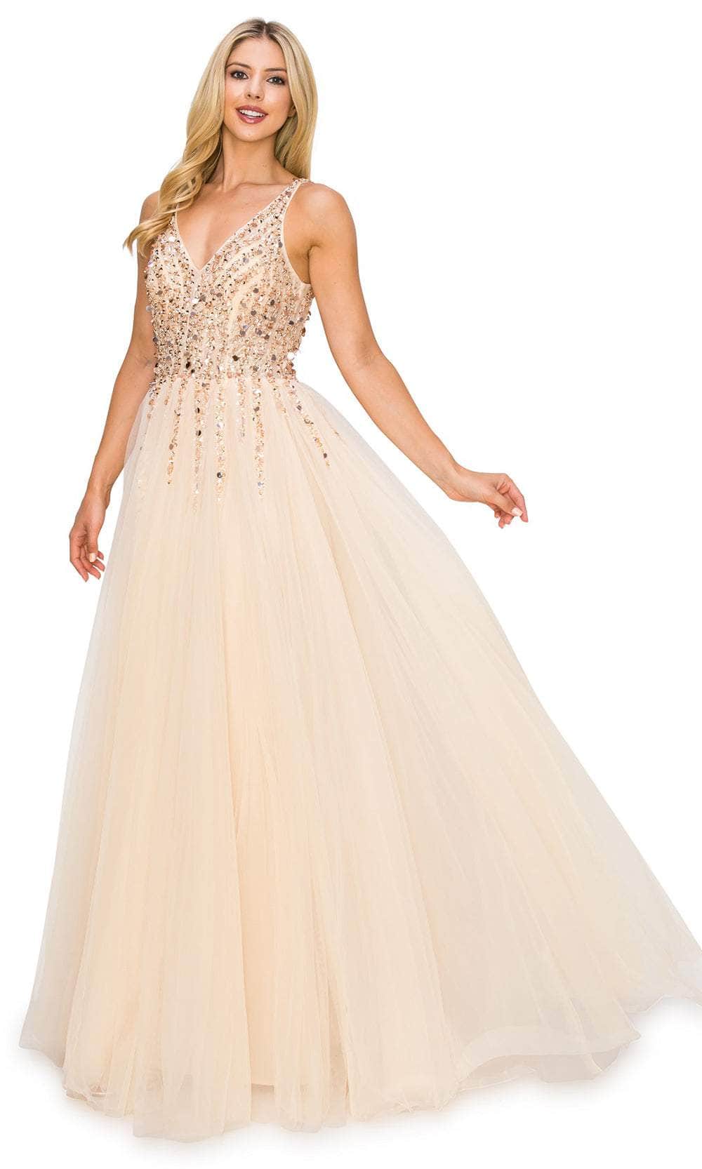 Cinderella Couture 8034J - Plunging V-Back Prom Gown Special Occasion Dress