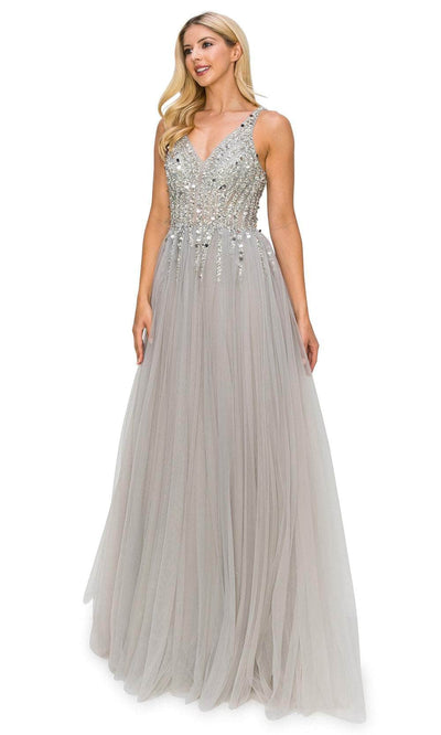 Cinderella Couture 8034J - Plunging V-Back Prom Gown Special Occasion Dress XS / Silver