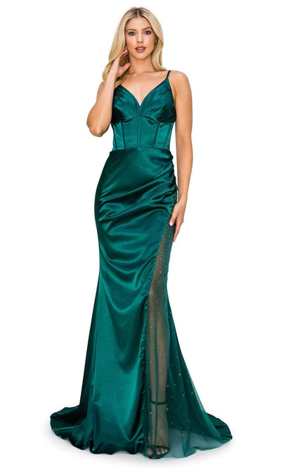Cinderella Couture 8037J - V-Neck Satin Dress Special Occasion Dress