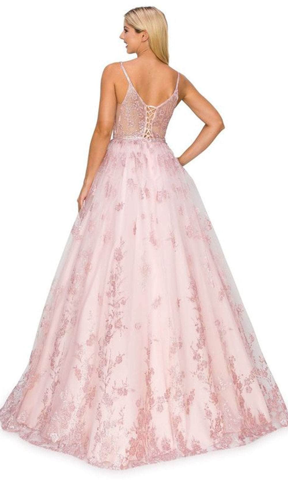 Cinderella Couture 8039J - Plunging Neck A-line Dress Special Occasion Dress