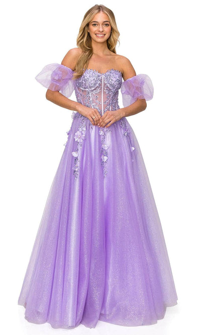 Cinderella Couture 8042J - Beaded Lace Appliqued Prom Gown Special Occasion Dress XS / Lilac