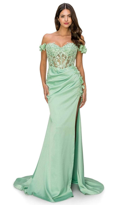 Cinderella Couture 8050J - Cap Sleeve Floral Prom Gown Special Occasion Dress