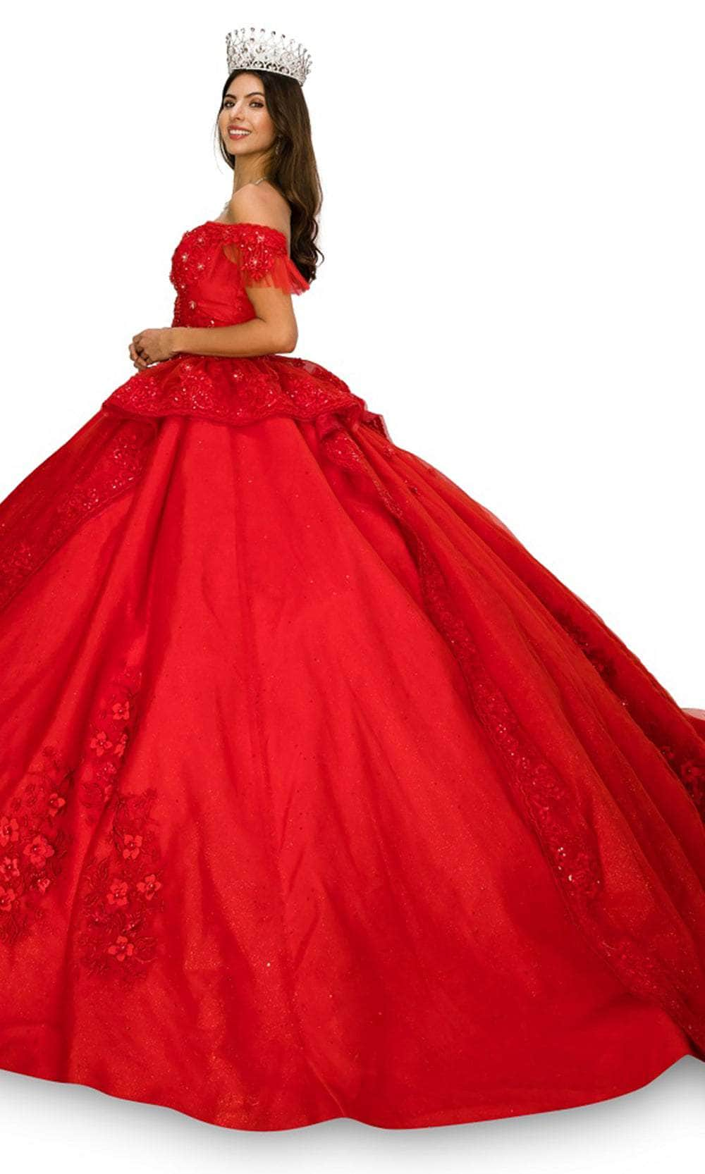 Cinderella Couture 8055J - Off-Shoulder Embellished Ballgown Special Occasion Dress