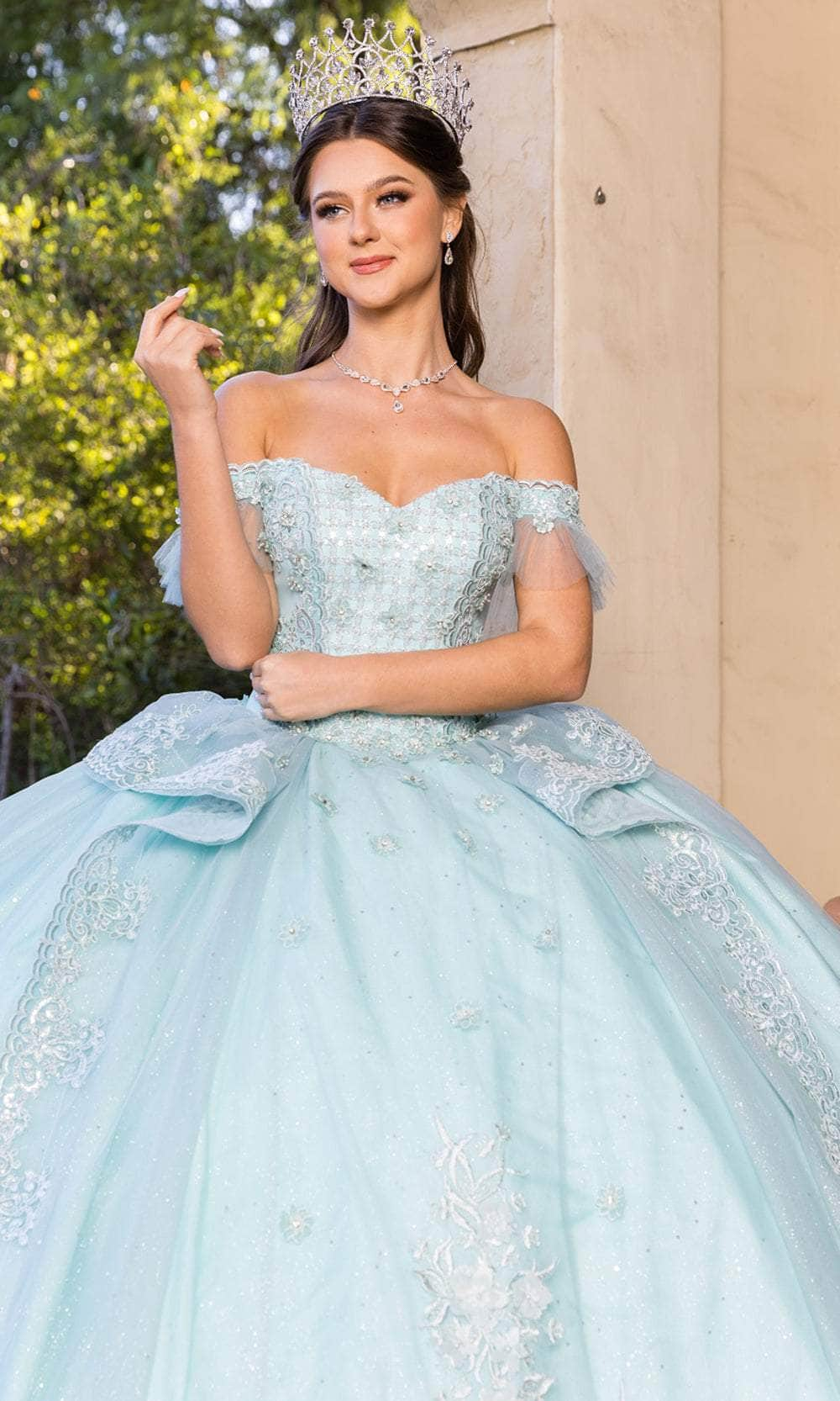 Cinderella Couture 8055J - Off-Shoulder Embellished Ballgown Special Occasion Dress