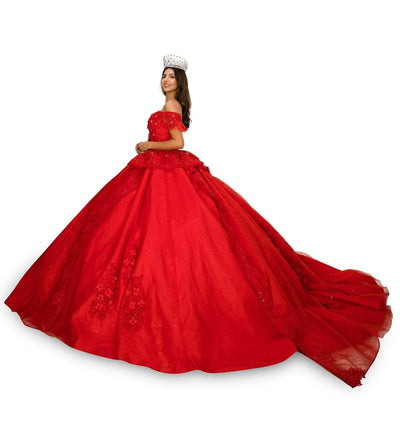 Cinderella Couture 8055J - Off-Shoulder Embellished Ballgown Special Occasion Dress
