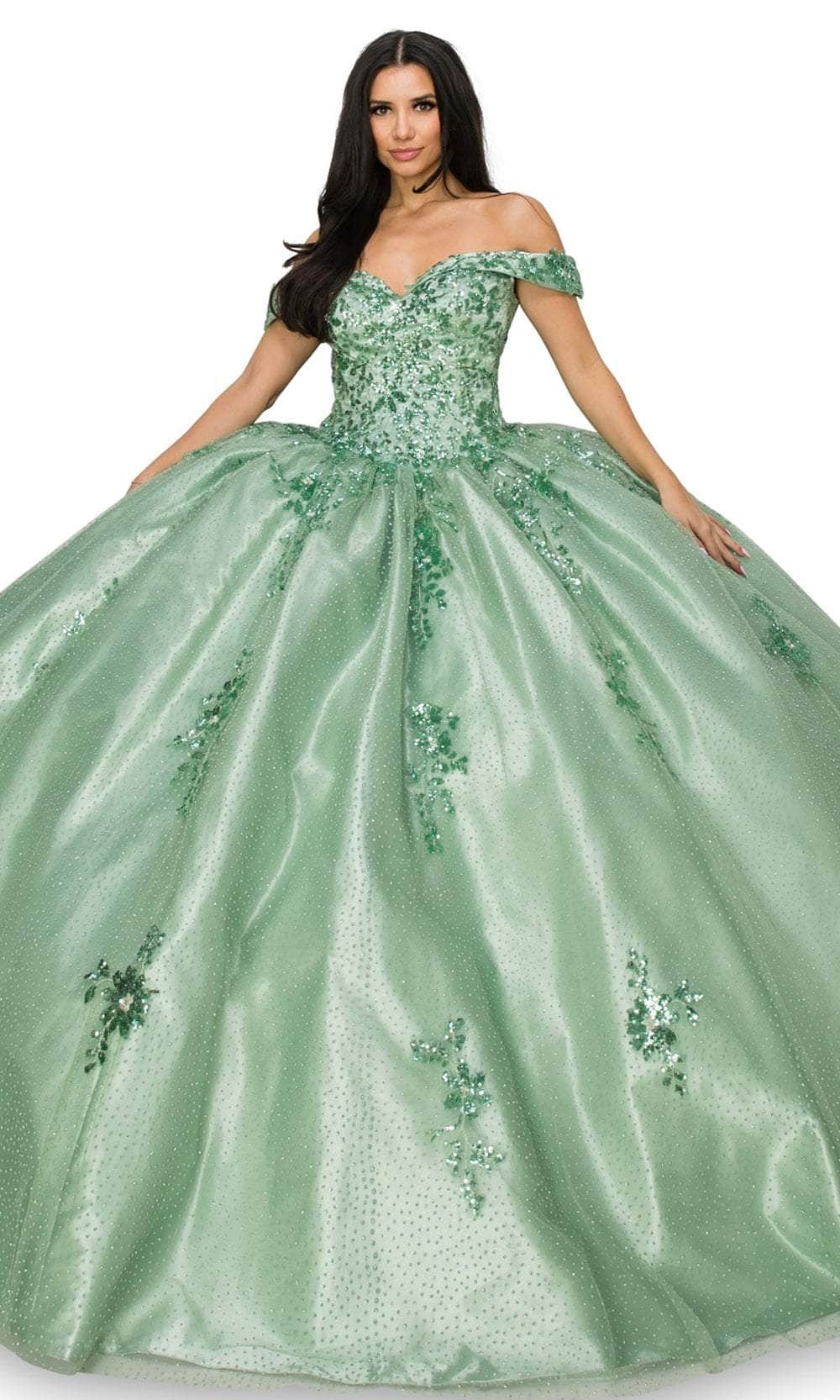 Cinderella Couture 8060J - Sweetheart Off-Shoulder Ballgown Special Occasion Dress XS / Sage