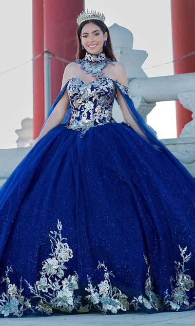 Cinderella Couture 8064J - Off-Shoulder Sweetheart Ballgown Special Occasion Dress XS / Navy