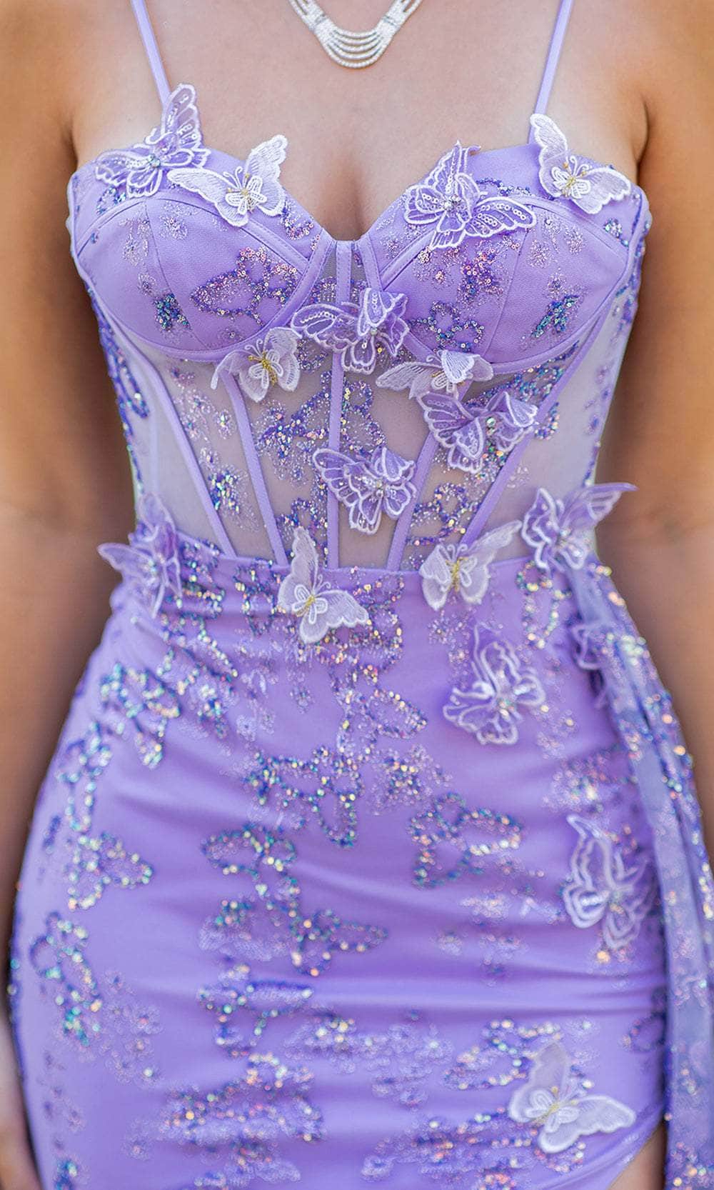 Cinderella Couture 8079J - Butterfly Glitter Corset Dress Prom Dresses