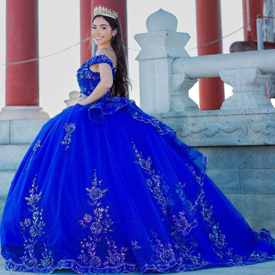 Cinderella Couture 8100J - Off-Shoulder Beaded Applique Ballgown Ball Gowns