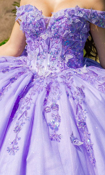 Cinderella Couture 8111J - Butterfly Embellished Glitter Ballgown Ball Gowns