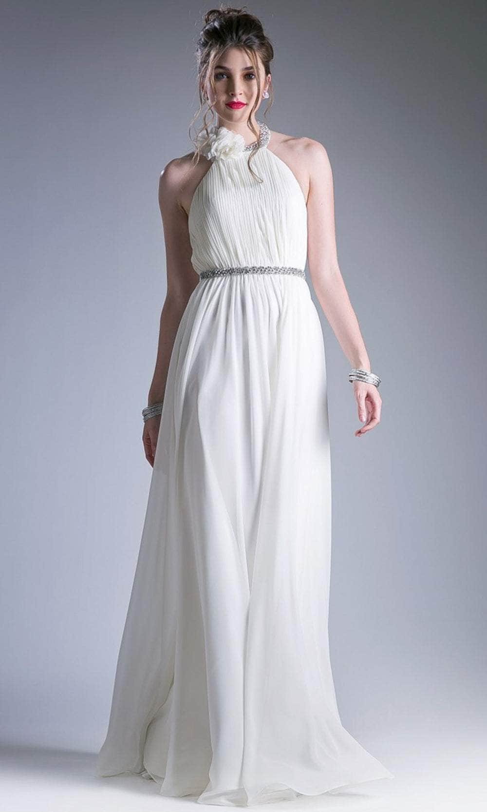 Cinderella Divine 1004 - Ruched A-Line Evening Dress Special Occasion Dress XS / Cream