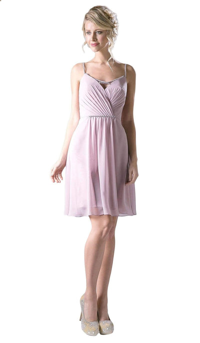 Cinderella Divine - 1009 Beaded V-neck Chiffon A-line Dress Special Occasion Dress XS / Marble