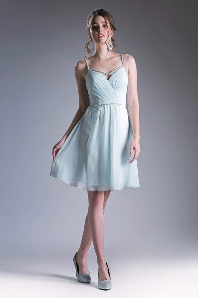 Cinderella Divine - 1009 Beaded V-neck Chiffon A-line Dress Special Occasion Dress XS / Mint