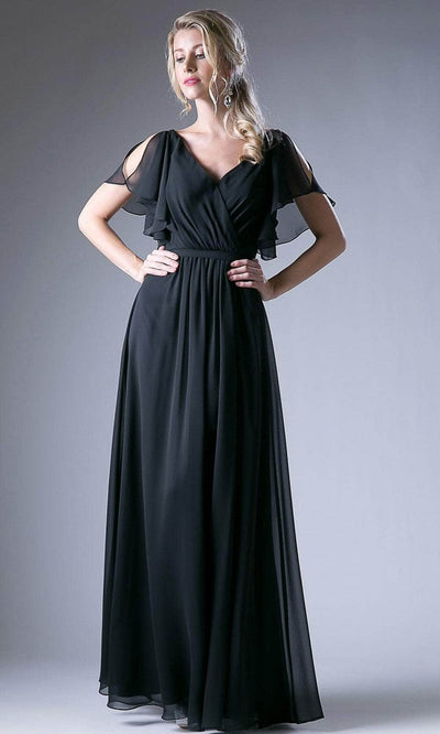 Cinderella Divine 13034 - V-Neck Angel Sleeves Evening Dress Special Occasion Dress 6 / Black