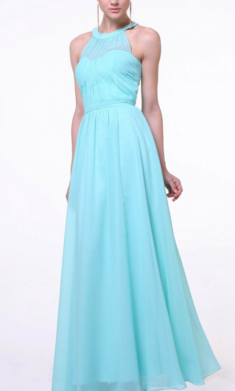 Cinderella Divine 1469 - Halter Chiffon Evening Dress Special Occasion Dress XS / Aqua