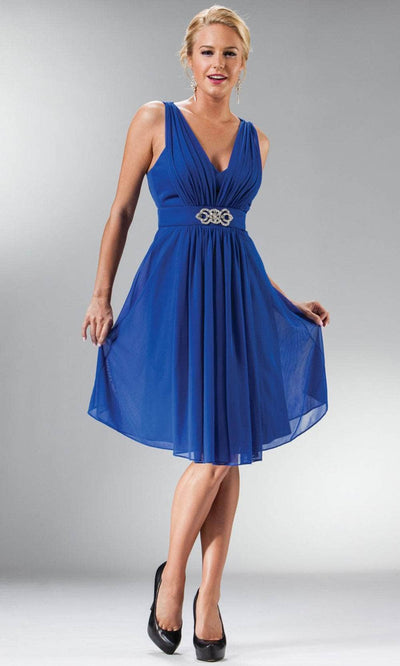 Cinderella Divine 3915 - Chiffon Knee Length Dress Special Occasion Dress S / Royal