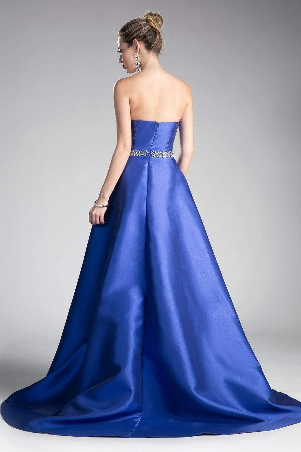 Cinderella Divine - 455 Beaded Belt Strapless Silk Gown with Overskirt Special Occasion Dress