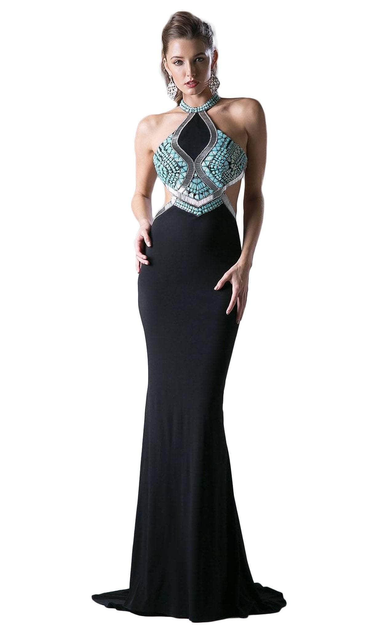 Cinderella Divine 5012 - Halter Sleeveless Dress Prom Dresses 10 /Black-Orange