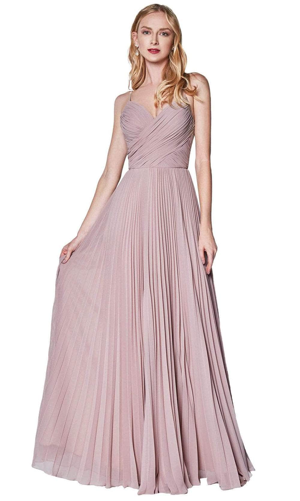 Cinderella Divine - 7471 Sweetheart Ruched Bodice Pleated A-Line Gown Bridesmaid Dresses 2 / Mauve