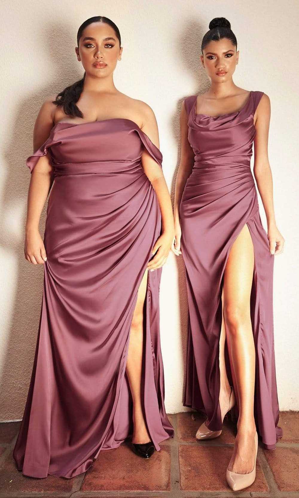 Cinderella Divine - 7488C Sweetheart Pleated High Slit Dress Bridesmaid Dresses