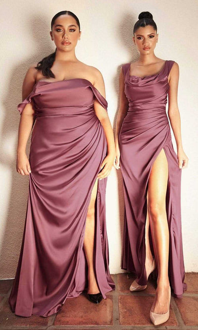 Cinderella Divine - 7488C Sweetheart Pleated High Slit Dress Bridesmaid Dresses