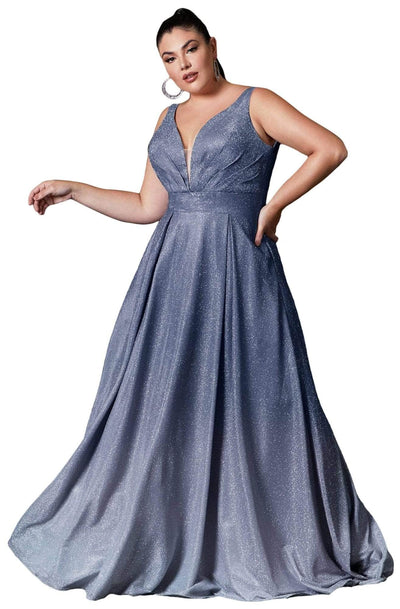 Cinderella Divine 9174C - Glitter Ombre A-Line Prom Gown Prom Dresses 3X / Mauve