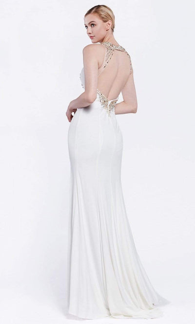 Cinderella Divine - 60547 Beaded High Halter High Slit Long Dress Evening Dresses