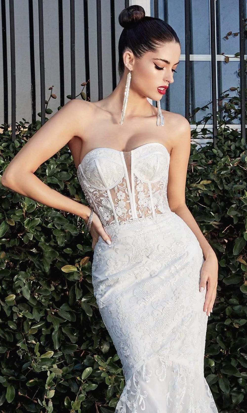 Cinderella Divine Bridal - Lace Corset Sweetheart Bridal Gown CB066WSC In White