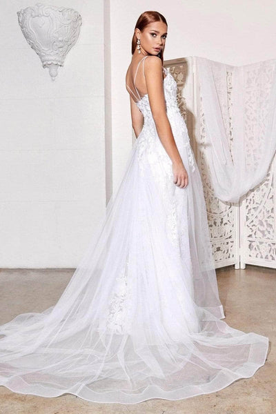 Cinderella Divine Bridal CD931W - Lace Bridal Gown with Overskirt Wedding Dresses 6 / Off White