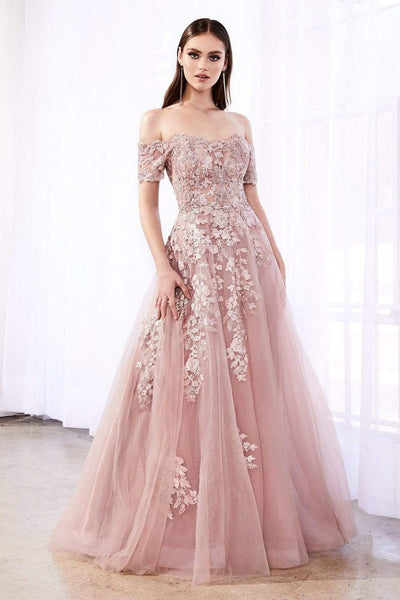 Cinderella Divine - C20 Jeweled Applique Illusion A-Line Gown Prom Dresses 2 / Mauve