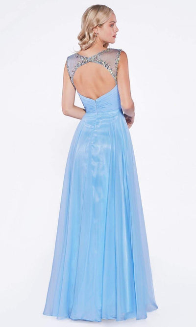 Cinderella Divine - C286 Jewel Beaded Trim Ruched Bodice A-Line Gown Evening Dresses