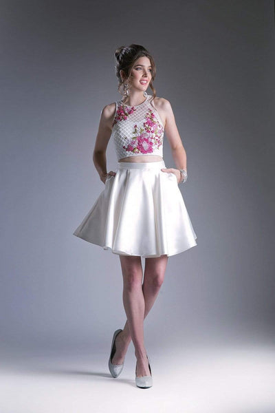 Cinderella Divine - C80192CD Two Piece Floral Applique A-line Dress Special Occasion Dress