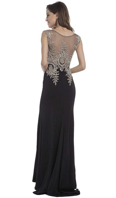 Cinderella Divine - Cap Sleeve Illusion Bateau Metallic Lace Evening Gown Special Occasion Dress