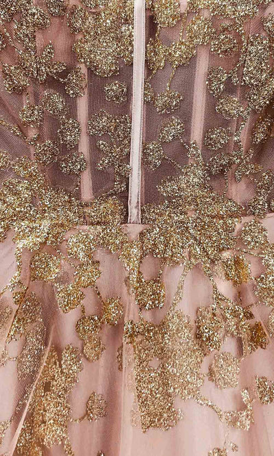 Cinderella Divine - CB047 Glitter Sheer Corset Bodice Tulle A-Line Gown - 1 pc Rose Gold In Size 14 Available CCSALE 14 / Rose Gold