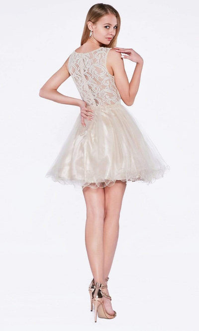 Cinderella Divine - Sleeveless Lace Bodice A-Line Dress CD0117SC In White