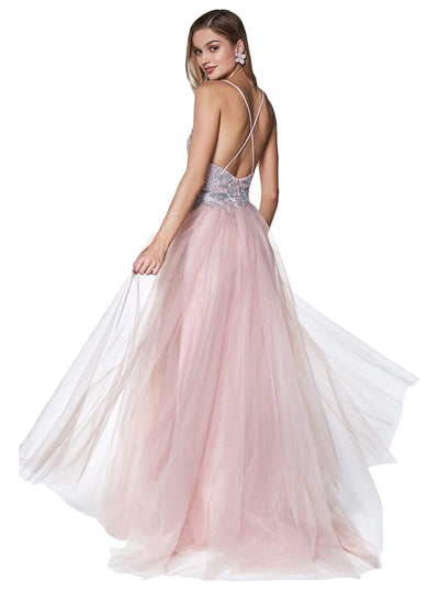 Cinderella Divine - CD0128 Applique Detailed Bodice Tulle A-Line Gown Special Occasion Dress