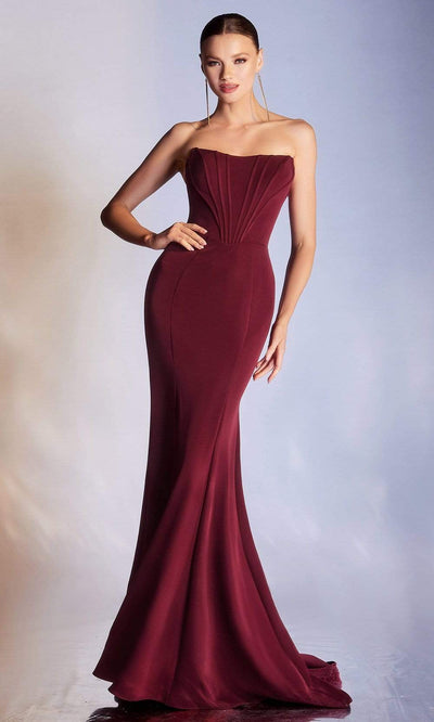 Cinderella Divine - Off Shoulder Bodice Trumpet Gown CD223SC In Red
