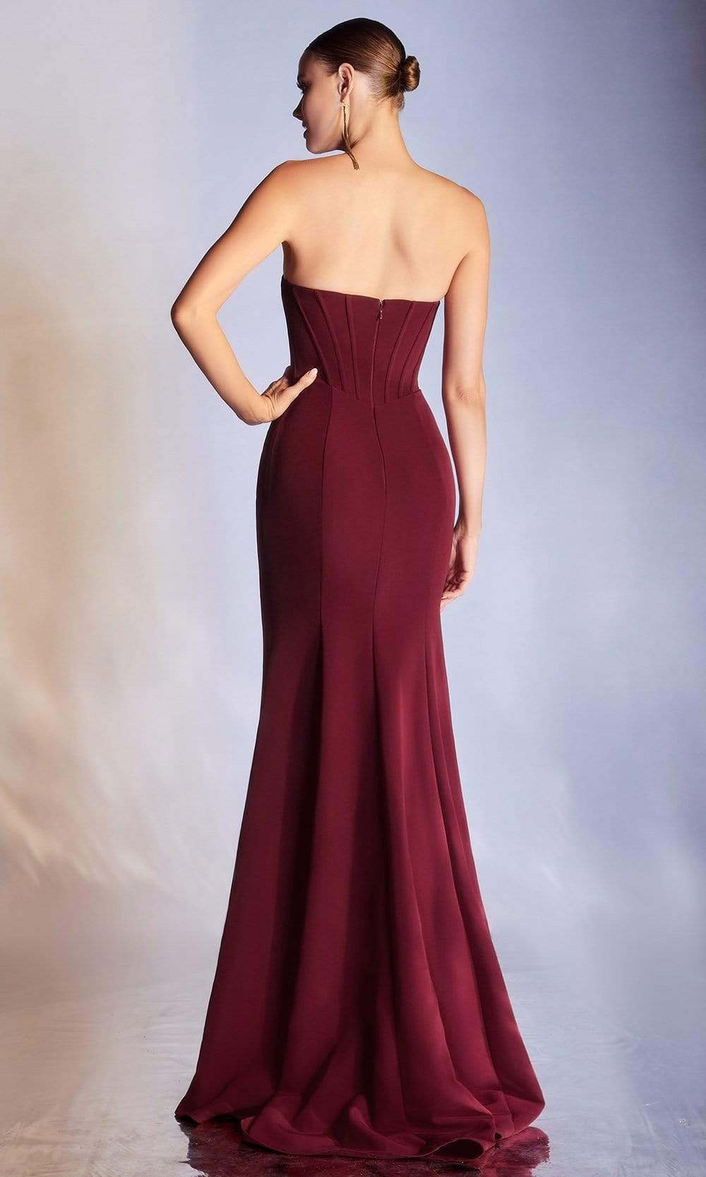 Cinderella Divine - Off Shoulder Bodice Trumpet Gown CD223SC In Red