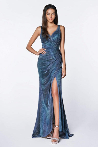 Cinderella Divine - CF332SC Glitter Wrapped V-neck Evening Dress