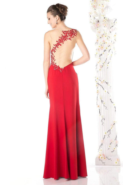 Cinderella Divine - CF525 Embroidered Sateen Sheath Dress Evening Dresses