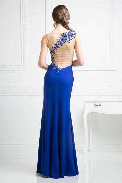 Cinderella Divine - CF525 Embroidered Sateen Sheath Dress Evening Dresses