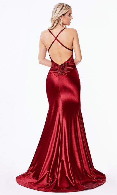 Cinderella Divine - CH236 Asymmetric Pleated Satin Fitted Mermaid Gown - 1 pc Red In Size XS Available CCSALE XS / Red