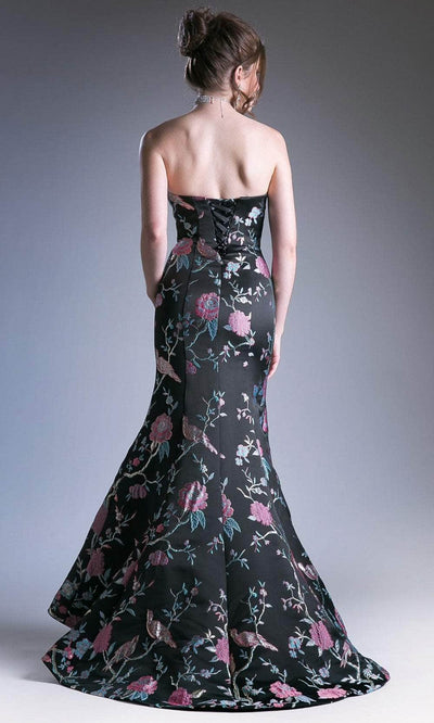 Cinderella Divine CJ240 - Floral Embossed Strapless Mermaid Dress Special Occasion Dress