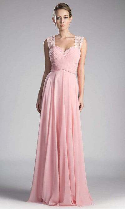 Cinderella Divine - CJ249 Sweetheart Neck Empire Waist Chiffon Gown Special Occasion Dress 2 / Blush