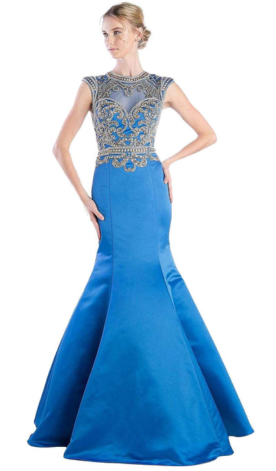 Cinderella Divine - CK21 Embellished Fitted Mermaid Evening Gown Special Occasion Dress 2 / Royal