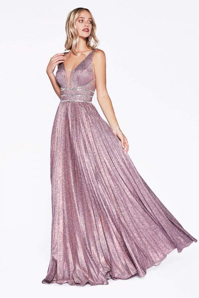 Cinderella Divine - CM9061 Long Plunge Bodice Glitter Dress Evening Dresses