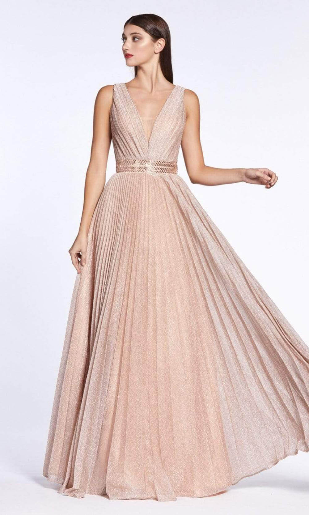 Cinderella Divine - Sleeveless V-Back Evening Gown CM9086SC In Pink