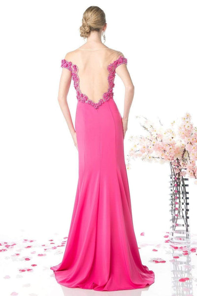 Cinderella Divine - CR735 Beaded Illusion Neck Trumpet Dress Evening Dresses