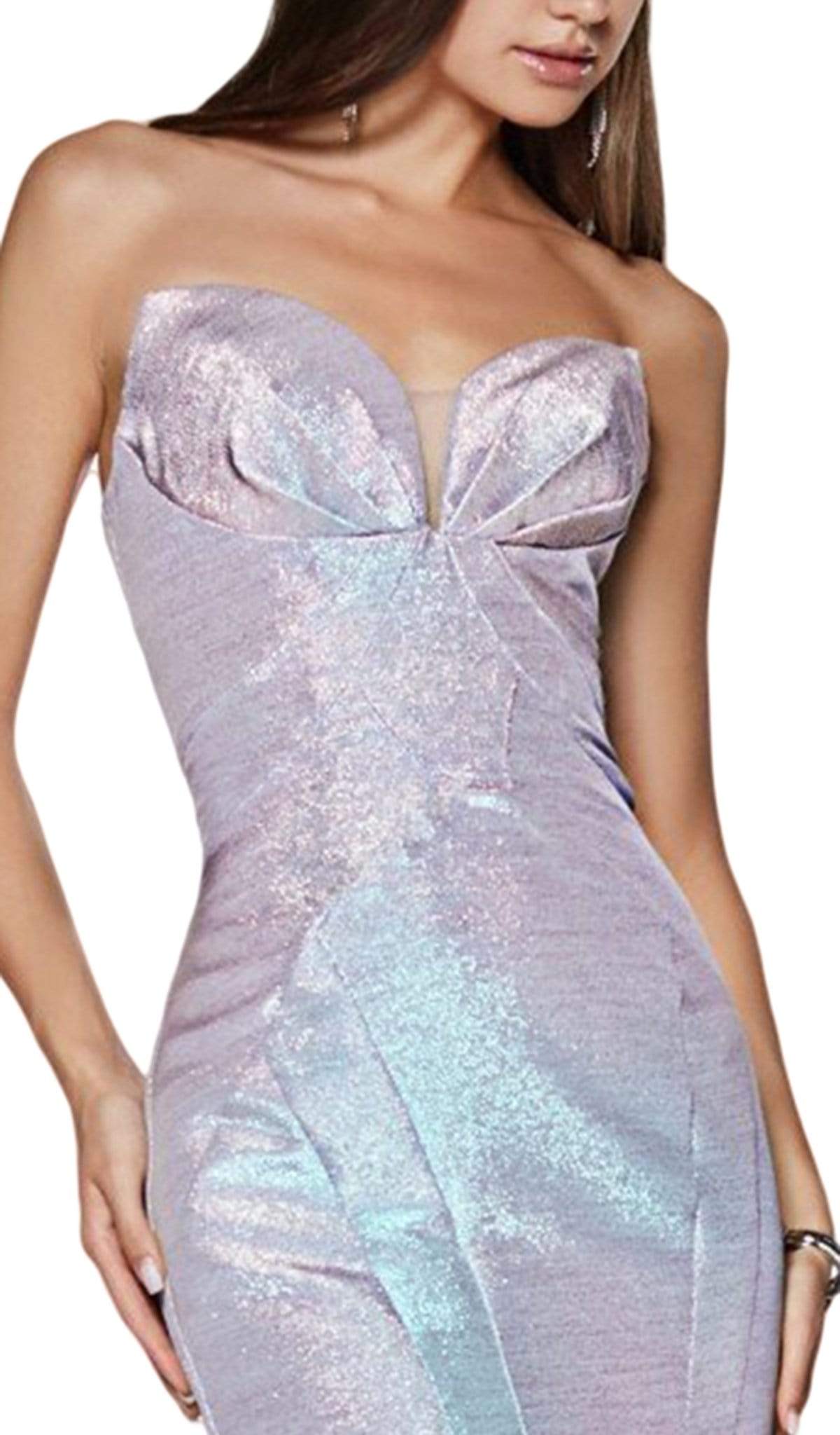 Cinderella Divine - CR824 Strapless Metallic Iridescent Mermaid Gown Special Occasion Dress
